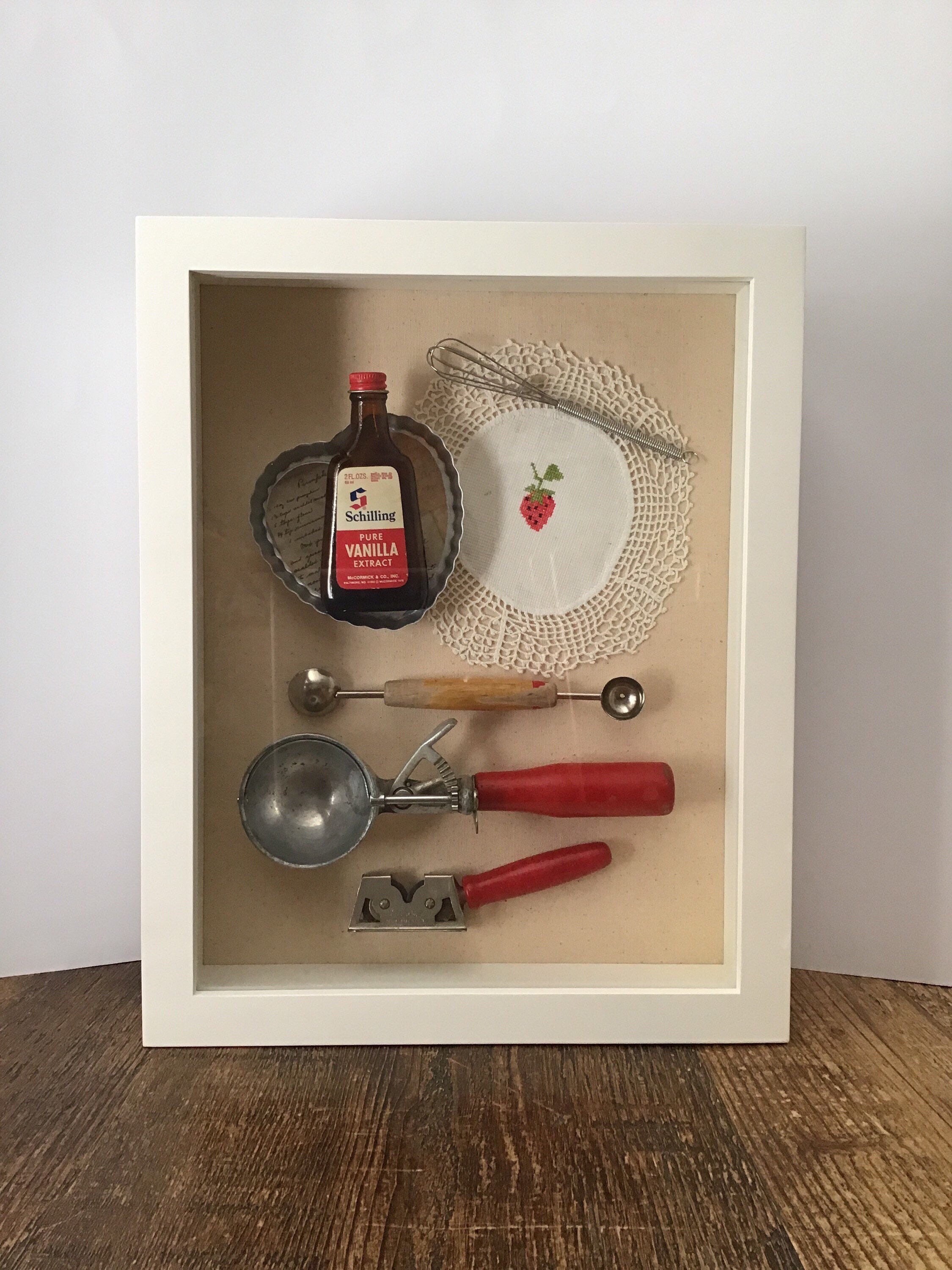 VINTAGE KITCHEN 11x14 White Shadow Box filled with VTG Etsy