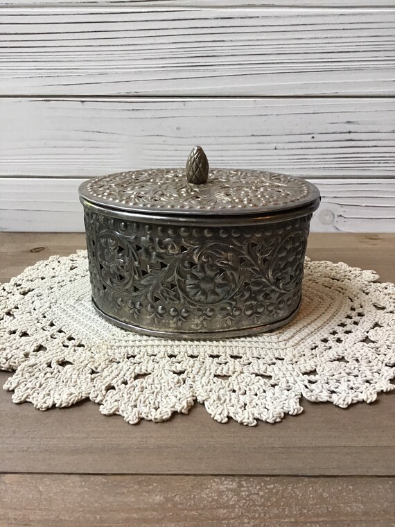 EP Brass Vintage Tea/Potpourri Canister with LidFloral Etsy