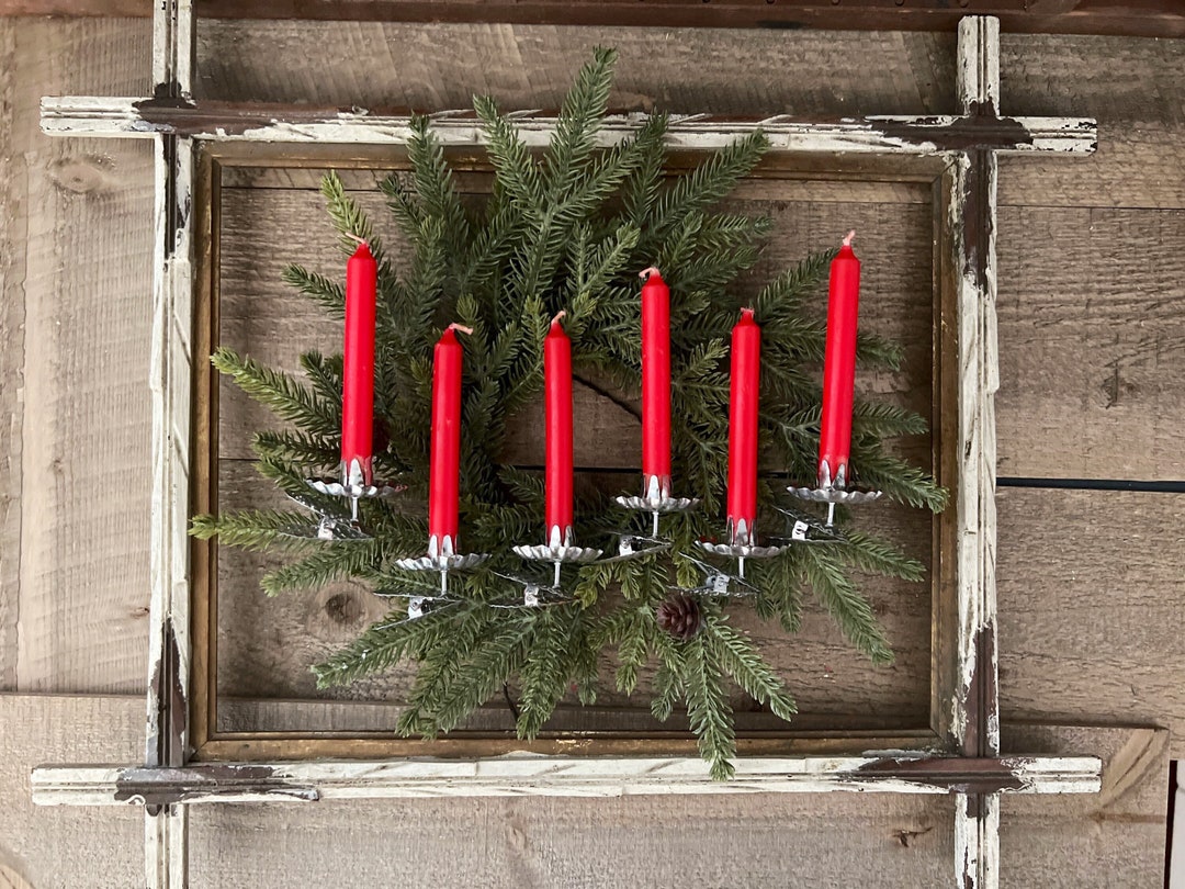 6victorian Christmas Tree Candle Clips With Candlesvintage Tin