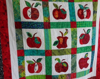Apple Applique Quilt Pattern, PDF download
