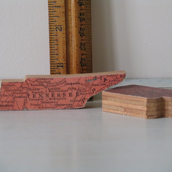 Vintage Tennessee Wooden Map Puzzle Piece