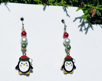 Handmade Penguin Earrings, Hypoallergenic Christmas Gift, Penguin Gift, Titanium Earrings, Cute Animal Earrings, Penguin Lover SALE