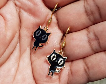 Cute Black Cat Earrings, Hypoallergenic Witchy Cat Gifts, Kitty Cat Earrings, Handmade Birthday Gift, Gift for Mom SALE, Halloween Earrings