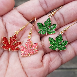 Ruby Red Maple Leaf Earrings, Hypoallergenic Handmade Birthday Gift, Confirmation Gift, Canadian Souvenir, Canada Pride, Gift for Mom SALE