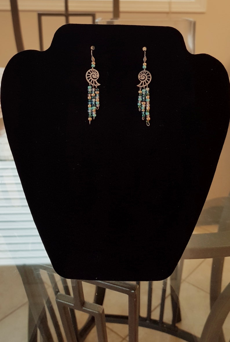 Marine Beach Nautilus Prime Number Seed Bead Stainless Steel Earrings