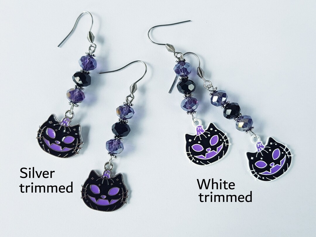 Halloween Cat Earrings Handmade Hypoallergenic Cat Earrings Etsy