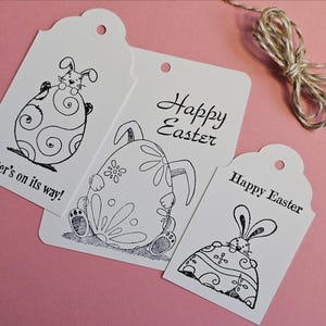 Etiquetas de regalo de Pascua hechas a mano, etiquetas para colorear, etiquetas de regalo para colorear, etiquetas de conejito de Pascua, etiquetas para rellenar cestas de Pascua, etiquetas para tarjetas de felicitación