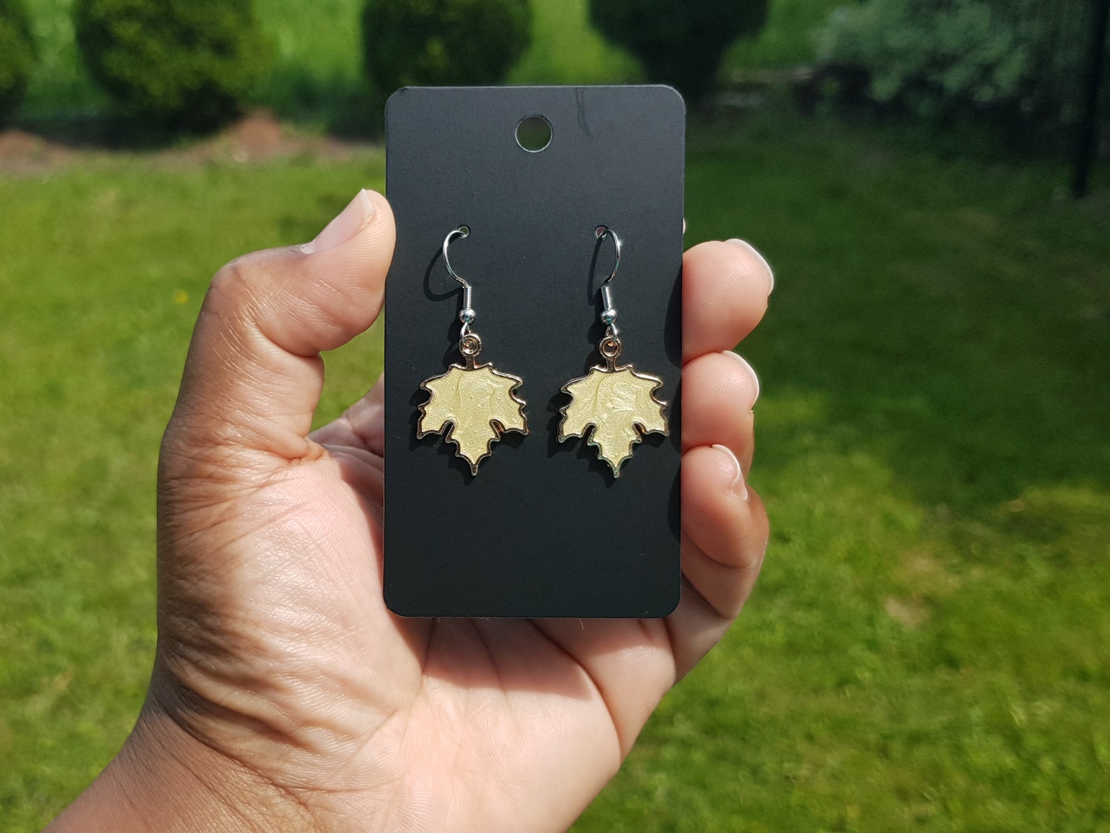 Canada Day earrings Gold maple leaf drop earrings Gold drop Etsy
