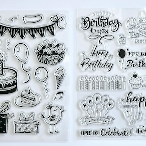 Gelukkige Verjaardag Clear Stamp Set Kaarten Maken Scrapbooking Paascadeau Begroetingsstempel Viering Vogelstempel Cadeaustempel Paasmandvuller