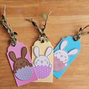 Paashaas cadeaulabel Paashaaslabel Handgemaakt paasmandlabel Paascadeaulabel Handgemaakt cadeau Handgemaakte wenskaart Happy Easter-label