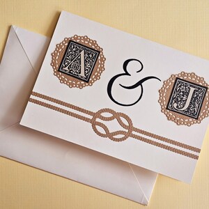 Faire-part de mariage personnalisé et carte de félicitations de fiançailles : élégante carte de voeux à nouer faite main pour les jeunes mariés