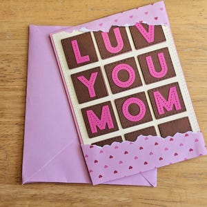 Handmade 3D Mother's Day Chocolate Bar Greeting Card for Mom - Unique Gift for Dessert Lovers, Chocolate Lover Gift Handcrafted Dessert Card