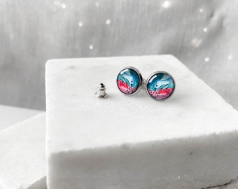 Watermelon colorful stud earrings for best friend, ear studs for animal lovers, stainless steel, extraordinary style, for evening party