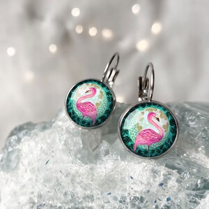 Flamingo earrings for animal admirer, pink flamingo earrings for crazy teenager, unique animal jewelry, gift for best friend's birthday image 6