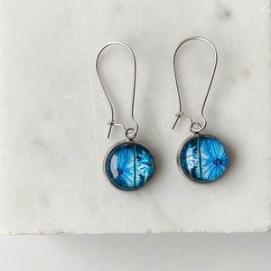 Blue cornflower earrings for summer party, floral artistic earrings for casual look, unique botanical boho look, special gift idea for her image 5