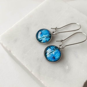 Blue cornflower earrings for summer party, floral artistic earrings for casual look, unique botanical boho look, special gift idea for her image 7