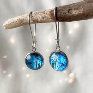 Blue cornflower earrings for summer party, floral artistic earrings for casual look, unique botanical boho look, special gift idea for her image 10