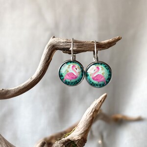 Flamingo earrings for animal admirer, pink flamingo earrings for crazy teenager, unique animal jewelry, gift for best friend's birthday image 4