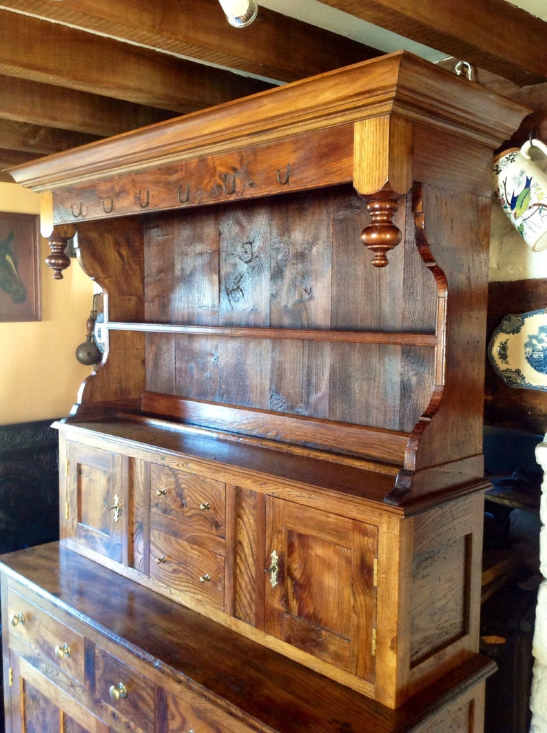 Antique style canopy top dresser made using reclaimed recycled Elm andOak. image 5