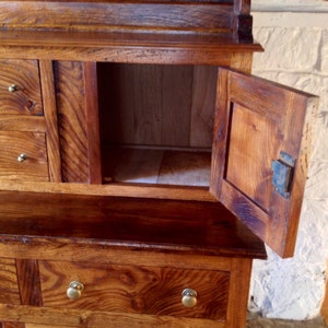 Antique style canopy top dresser made using reclaimed recycled Elm andOak. image 3