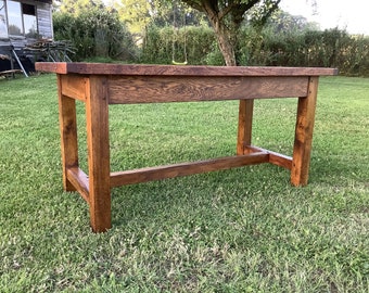 Oak and Elm plank top dining refectory table