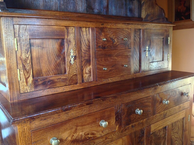 Antique style canopy top dresser made using reclaimed recycled Elm andOak. image 9