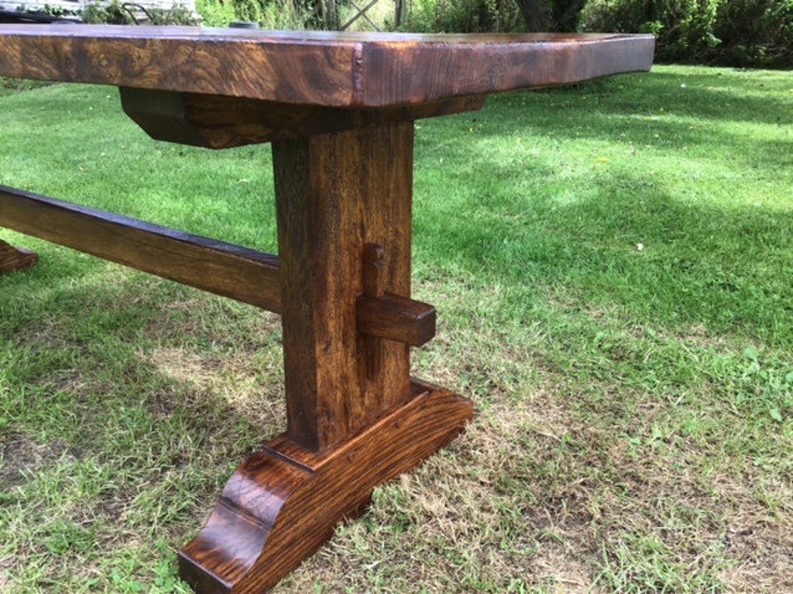 Old Elm Single Plank Top Trestle Table Etsy UK