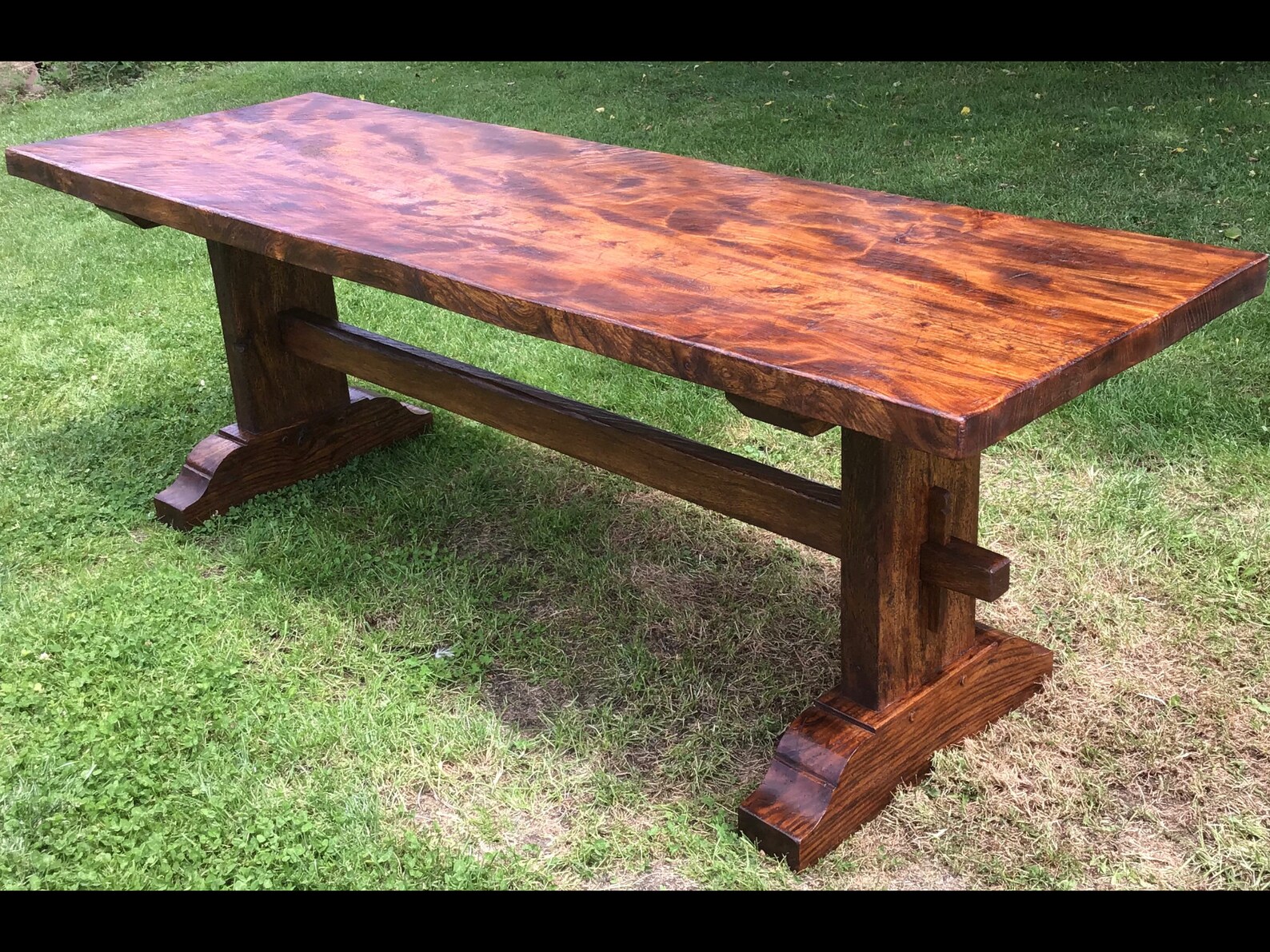 Old Elm Single Plank Top Trestle Table Etsy UK