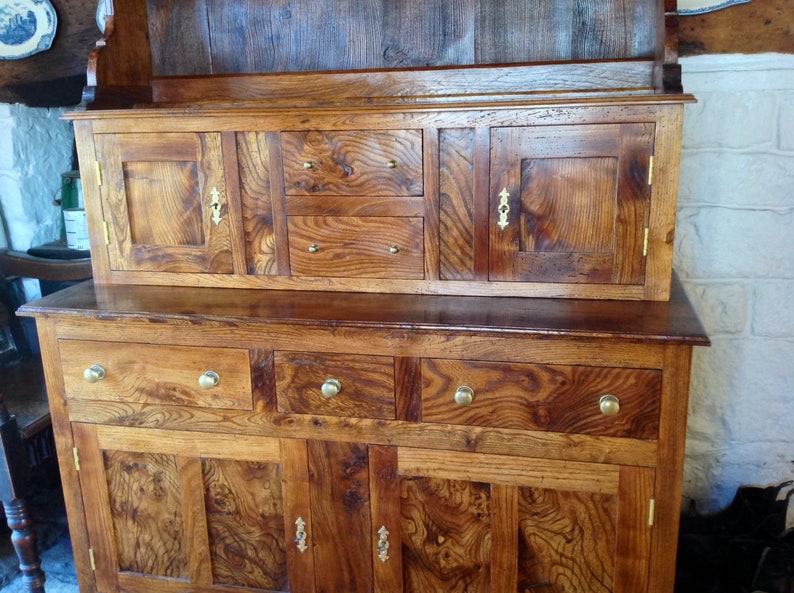 Antique style canopy top dresser made using reclaimed recycled Elm andOak. image 7