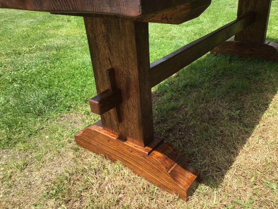 Old Elm Single Plank Top Trestle Table Etsy UK