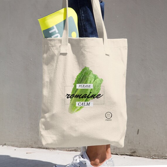 Romaine Calm Funny Canvas Tote Bag With Saying Mindfulness Etsy