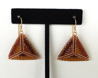Geometric Peyote Stitch Earrings - Double Sided