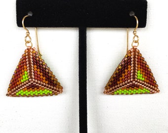Geometric Peyote Stitch Earrings - Double Sided