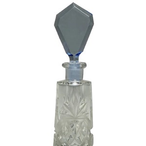 Art Deco Czech Cut Crystal Stopper Perfume Bottle FREE SHIPPING!
