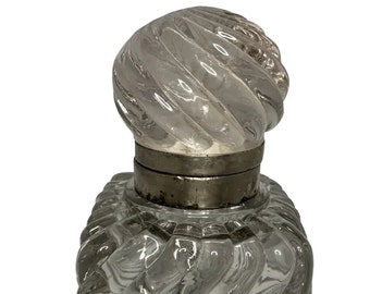 Victorian Swirled Glass Inkwell: Antique Desk Decor