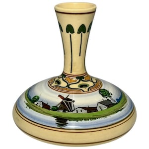 Art Nouveau Gouda PZH Vase: Dutch Windmill Landscape
