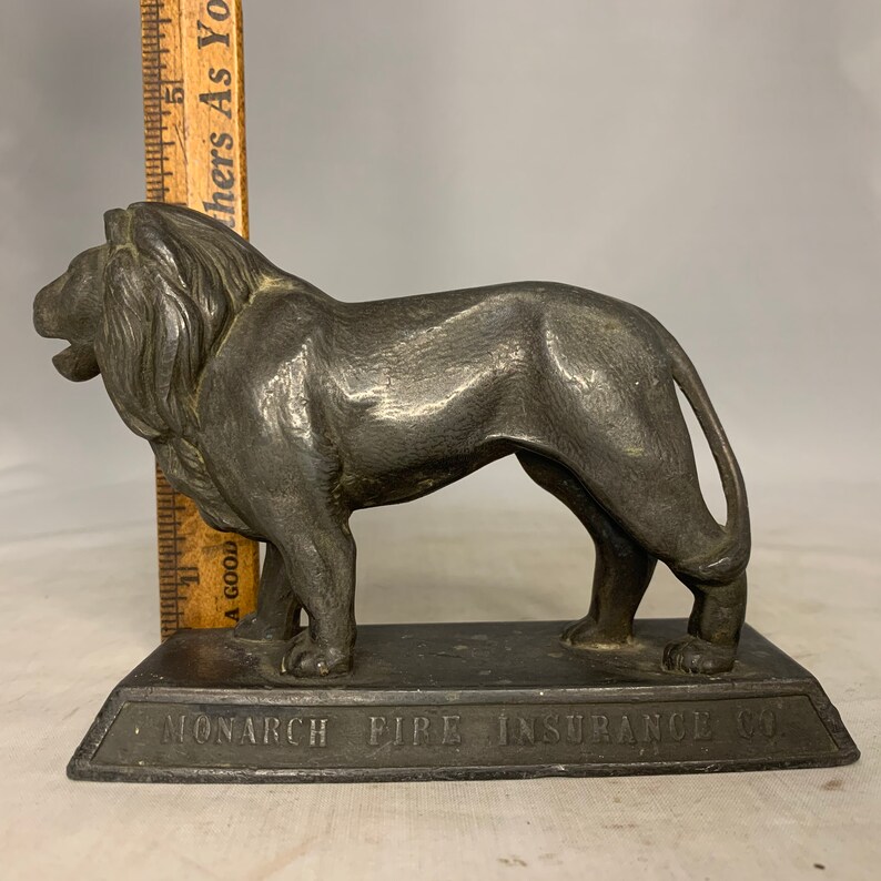 Monarch Fire Insurance Co. Lion Paperweight c. 1930s RARE Monarch Fire Insurance Co. Lion Paperweight c. 1930s RARE