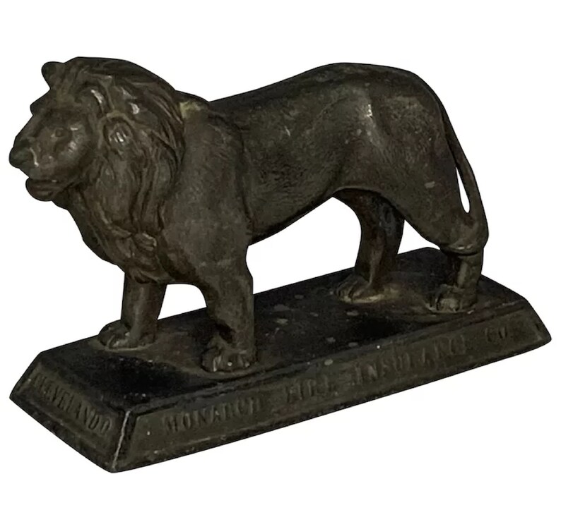 Monarch Fire Insurance Co. Lion Paperweight c. 1930s RARE Monarch Fire Insurance Co. Lion Paperweight c. 1930s RARE