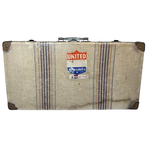 Vintage United Airlines Suitcase c. 1940s