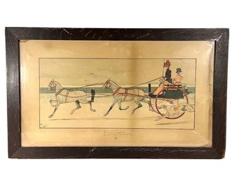 Litografía enmarcada de Cecil Aldin titulada 'Brighton', c. 1900