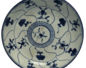 Chinese Kangxi Period Blue & White Porcelain Dish FREE SHIPPING!