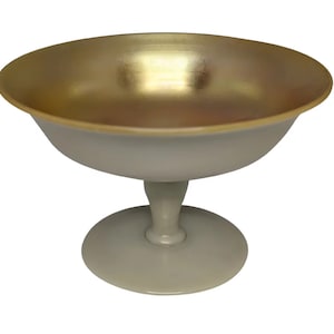 Steuben Aurene & Calcite Art Glass Compote: Gold Interior, c.1920s