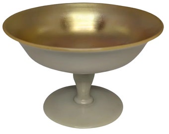 Steuben Aurene & Calcite Art Glass Compote: Gold Interior, c.1920s