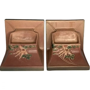 Roseville Pottery Columbine Planter Bookends, c. 1940s
