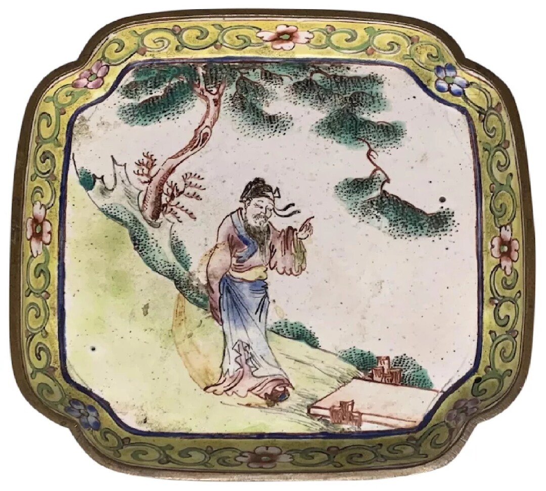 中国のCanton Enamel（広東エナメル）七宝焼の皿と、コップ 中国のCanton Enamel（広東エナメル）七宝焼の皿と、コップ