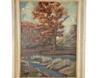 Walter Clark Autumn Pastoral Scene Framed Impressionist Oil Painting