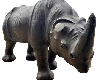 Leather Clad Rhinoceros Sculptural Foot Stool