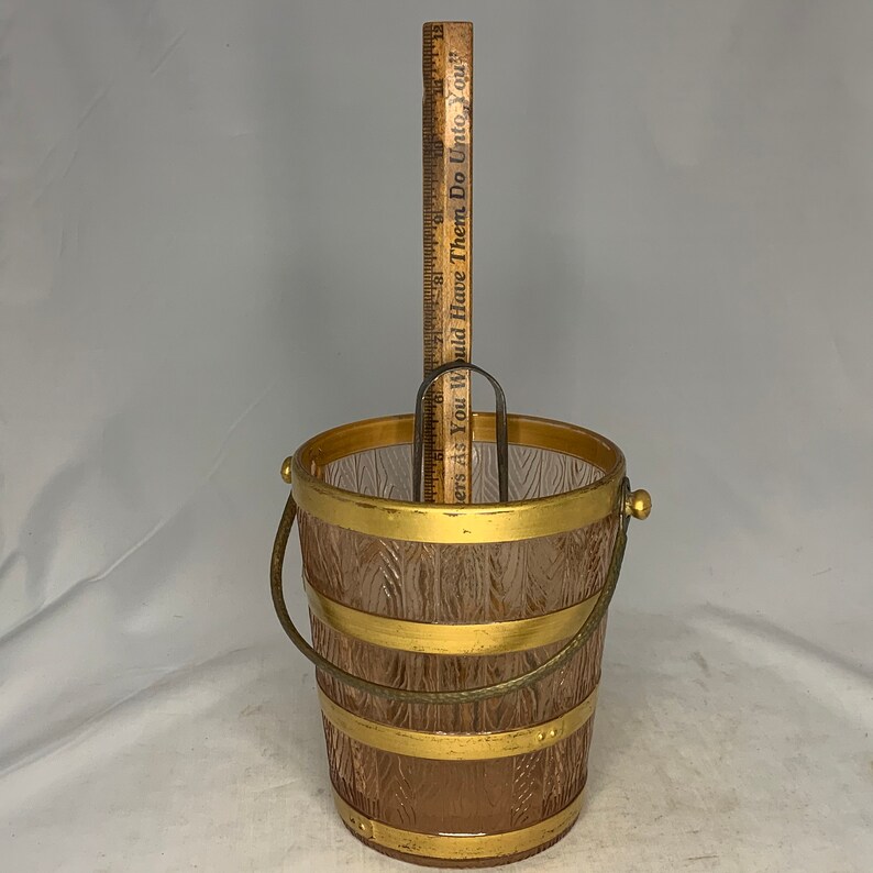 Cambridge Pink Glass Ice Bucket Keg Pattern With Tongs C. Etsy