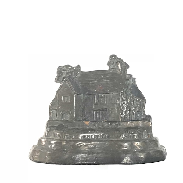 Ancestral Home of George Washington Bronze Doorstop / Bookend c. 1920s