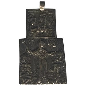 19th C. Russian Cast Solid Silver Icon Pendant FREE SHIPPING!